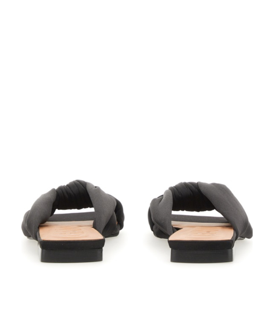 Ganni 20mm Open-toe Satin Slides In Black