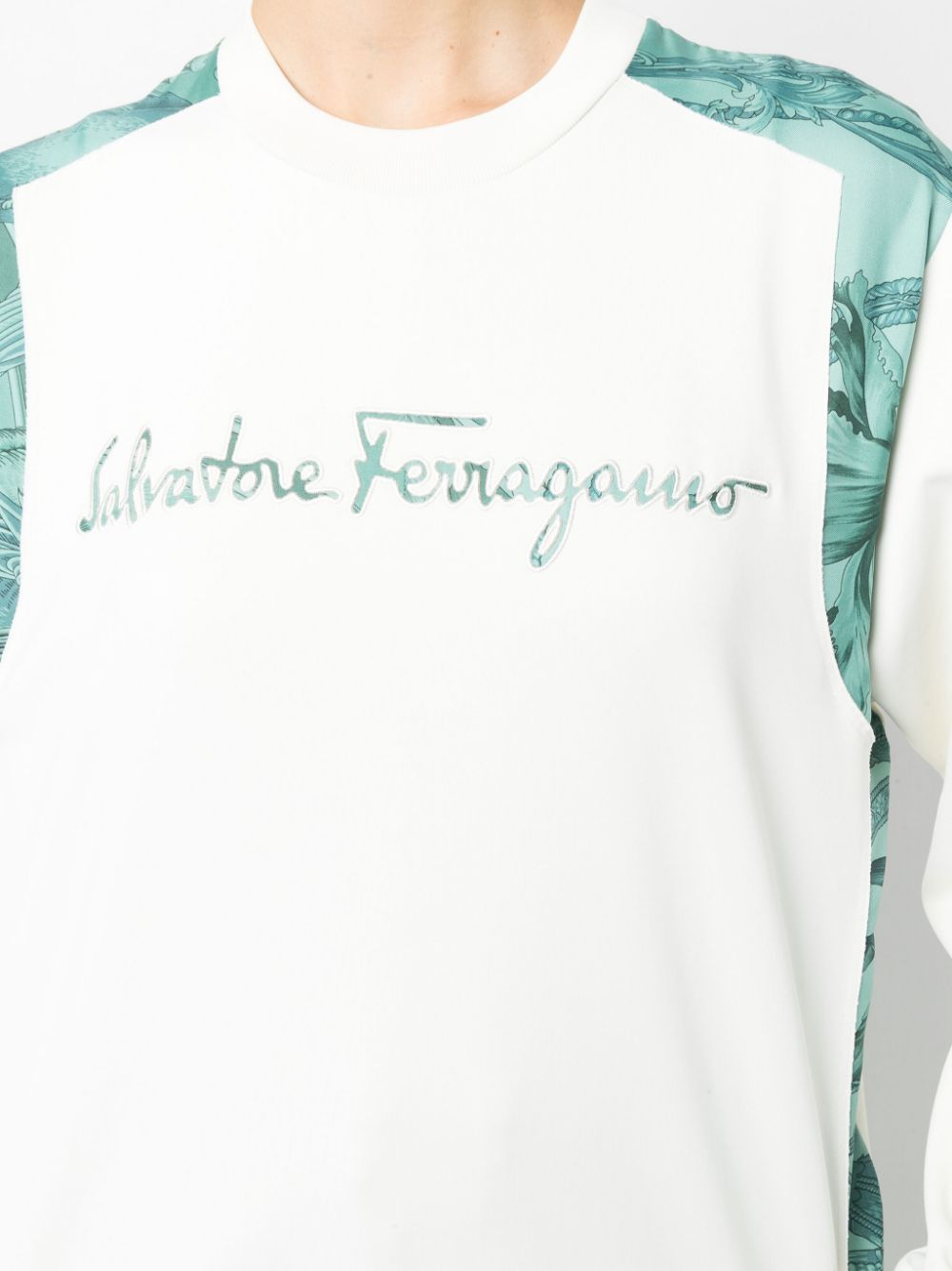 Ferragamo Embroidered Logo Sweatshirt In White