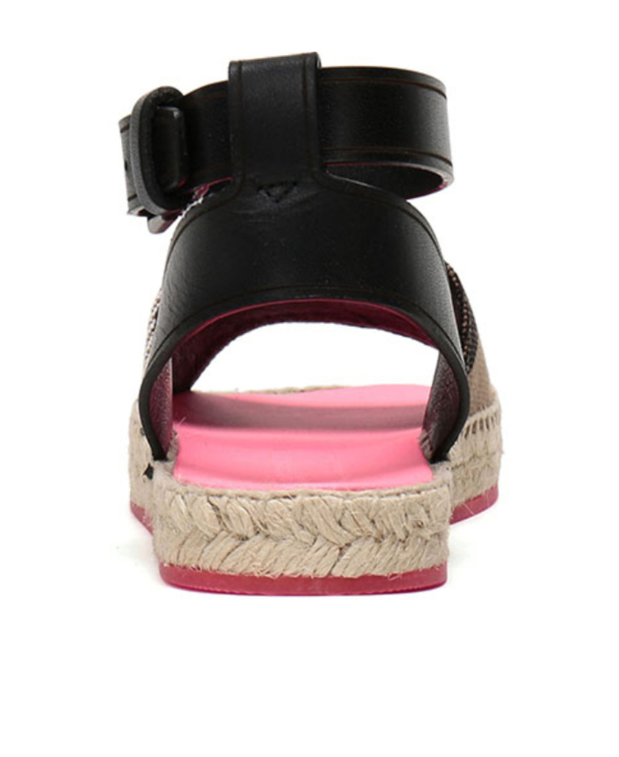 Burberry Checkered Details Flat Sandals In Black