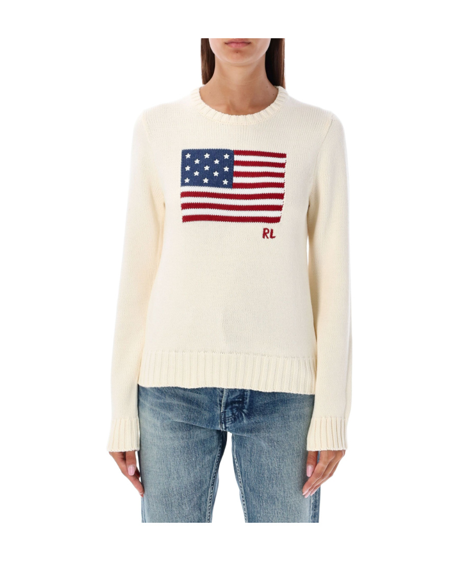 Shop Polo Ralph Lauren Usa-flag Knit Jumper In Red
