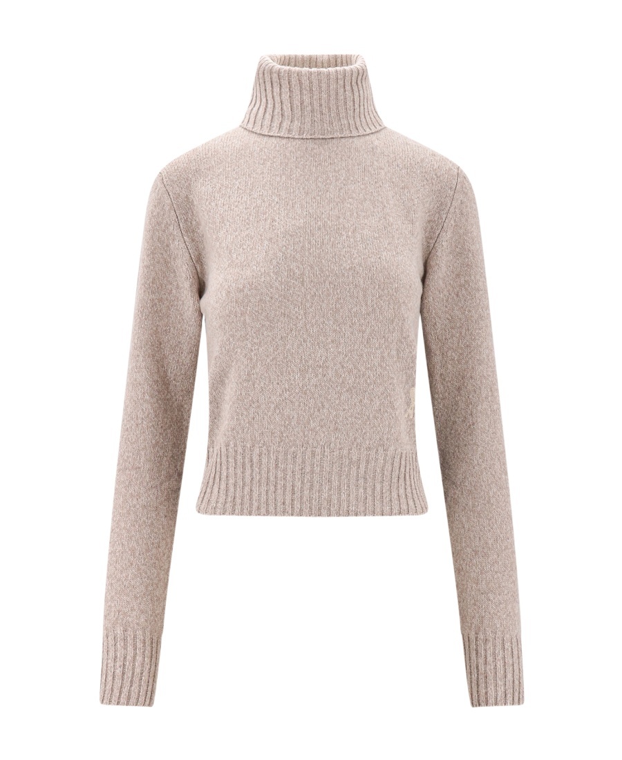 Ami Alexandre Mattiussi Ami De Coeur Turtleneck Cashmere Sweater In Nude