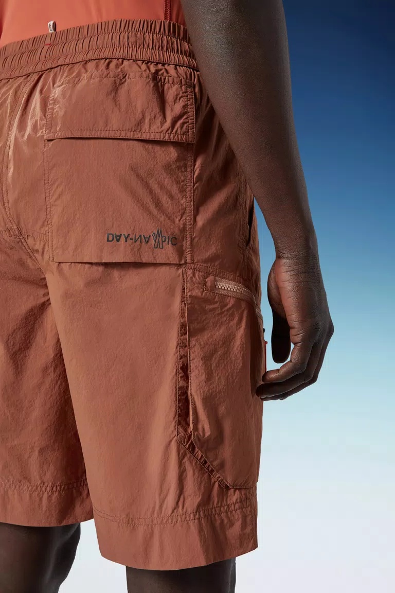 Moncler Logo-patch Shorts In Brown