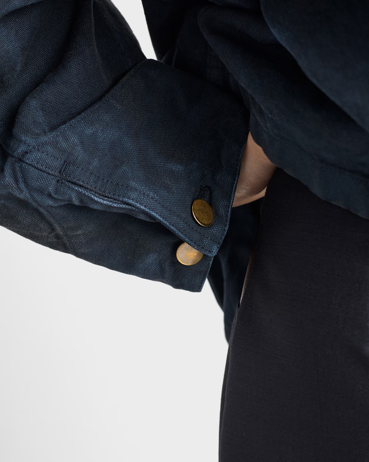 Prada Leather-collar Canvas Utility Jacket In Blue
