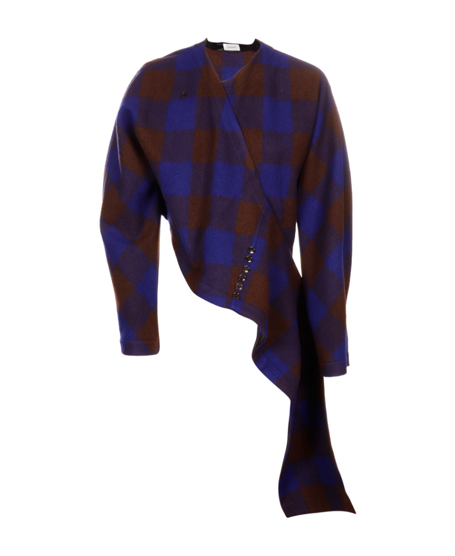 Lemaire Check-print Wool Wrap Blouse In Multi