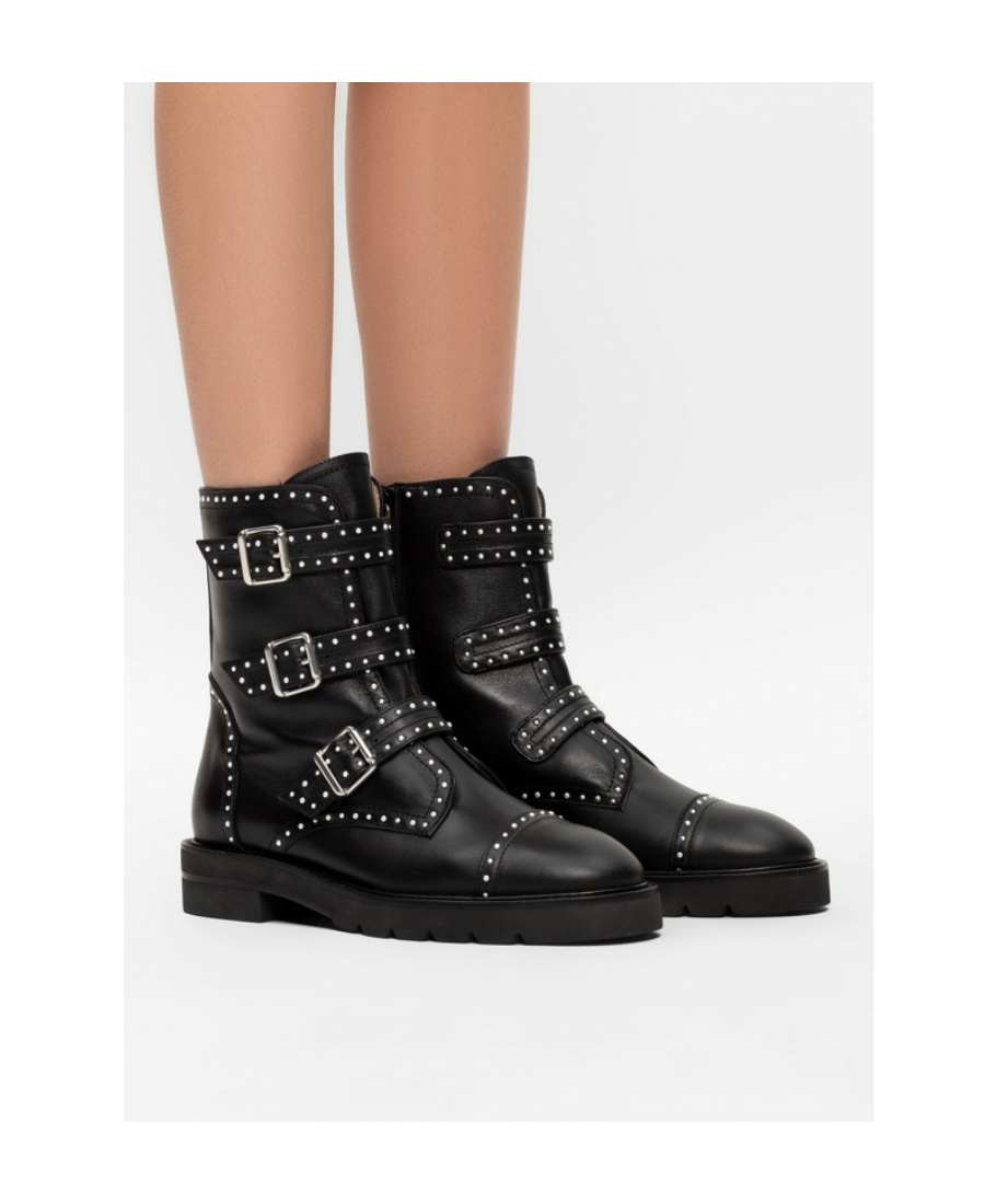 Stuart Weitzman Jesse Lift Studded Ankle Boots In Black