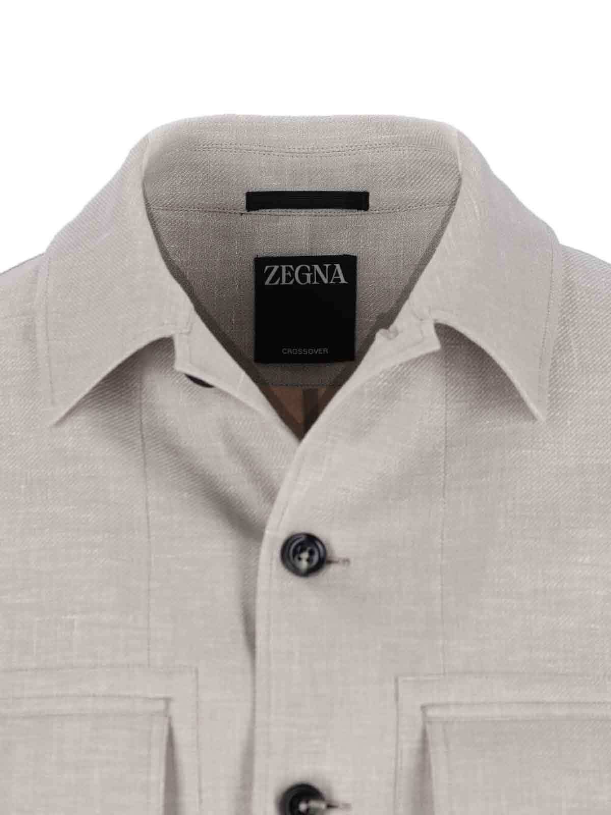 Shop Zegna Long Sleeve Shirt Jacket In Grey
