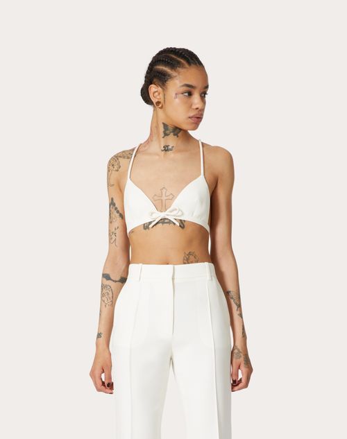 VALENTINO CREPE COUTURE BOW-APPLIQUÉ BRALETTE TOP
