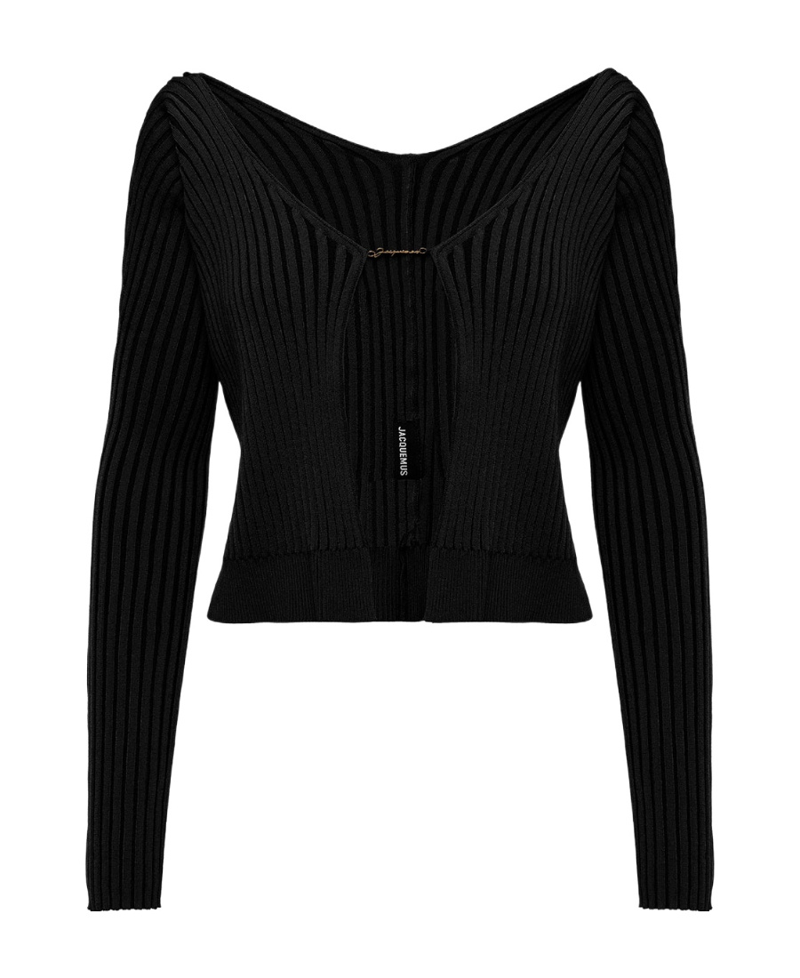 Jacquemus La Maille Pralu Longue Black Cardigan Women In Black