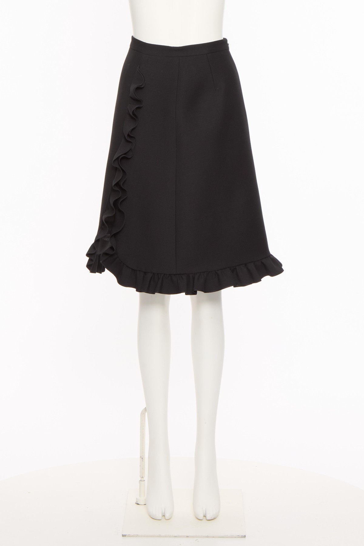 Valentino A-line Midi Skirt Ruffle Detail In Black