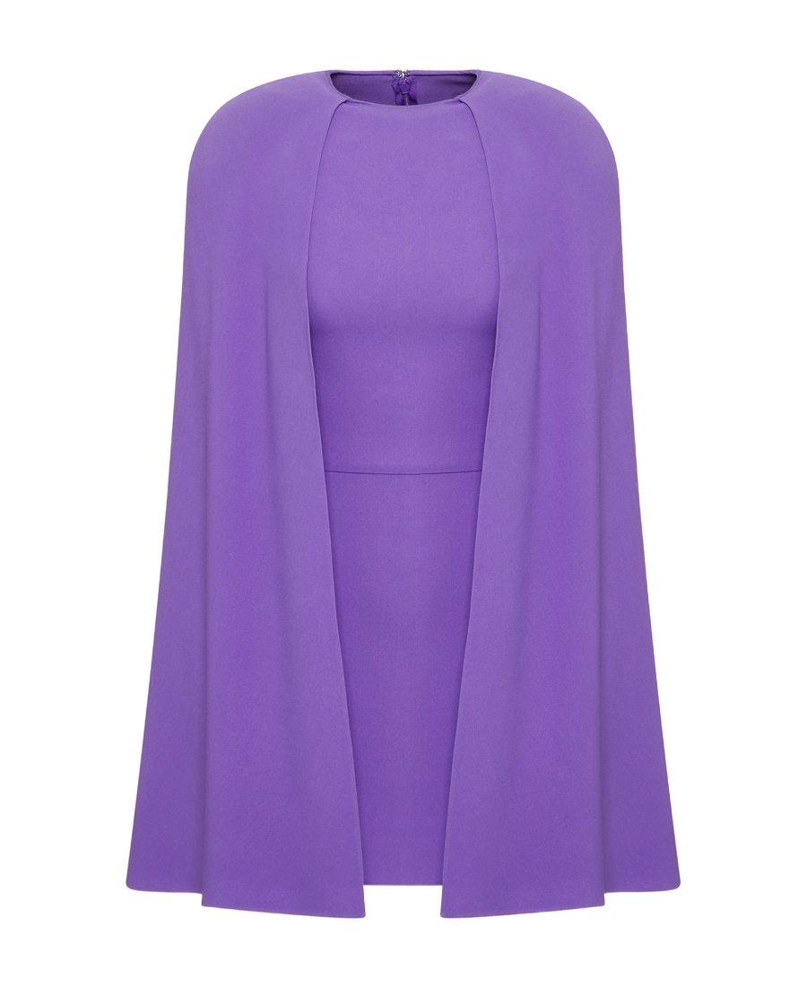 Valentino Cape-style Silk Dress In Purple