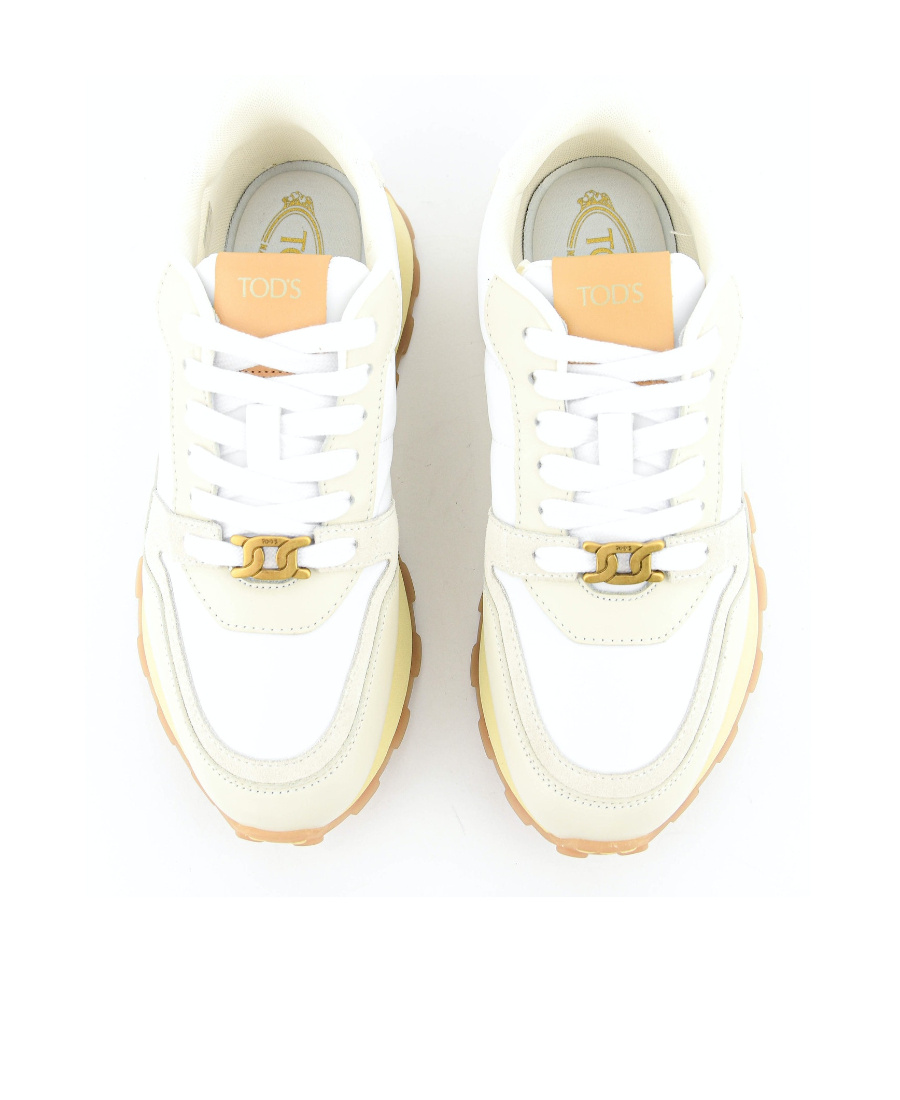 Tod's Panelled Leather Sneakers In White