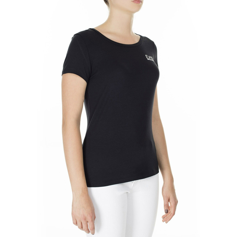 Shop Ea7 T-shirt With Round Neck And Short Sleeves In Black