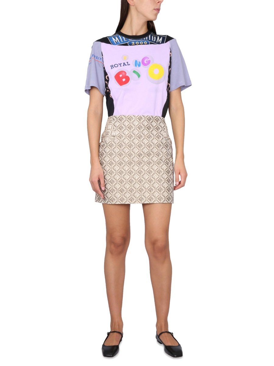 Marine Serre Moon Diamant Jacquard Miniskirt In Nude
