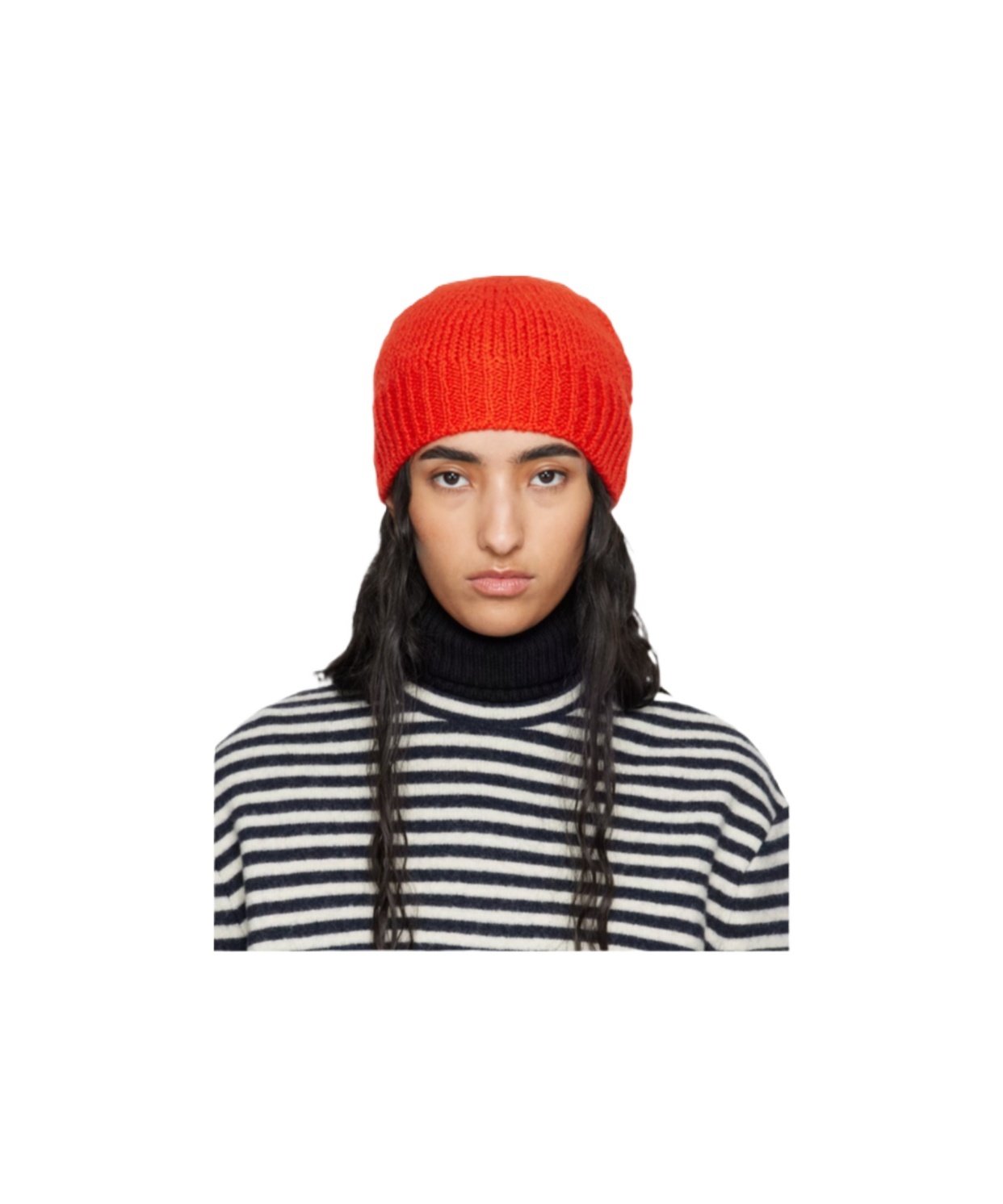 Jil Sander Red Irregular Texture Wool Beanie