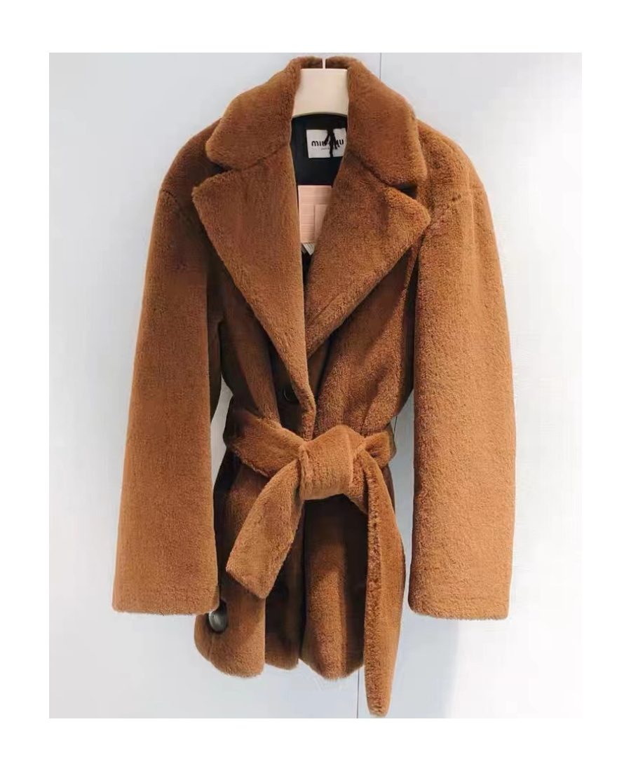 Miu Miu Single-breasted Coat In Brown