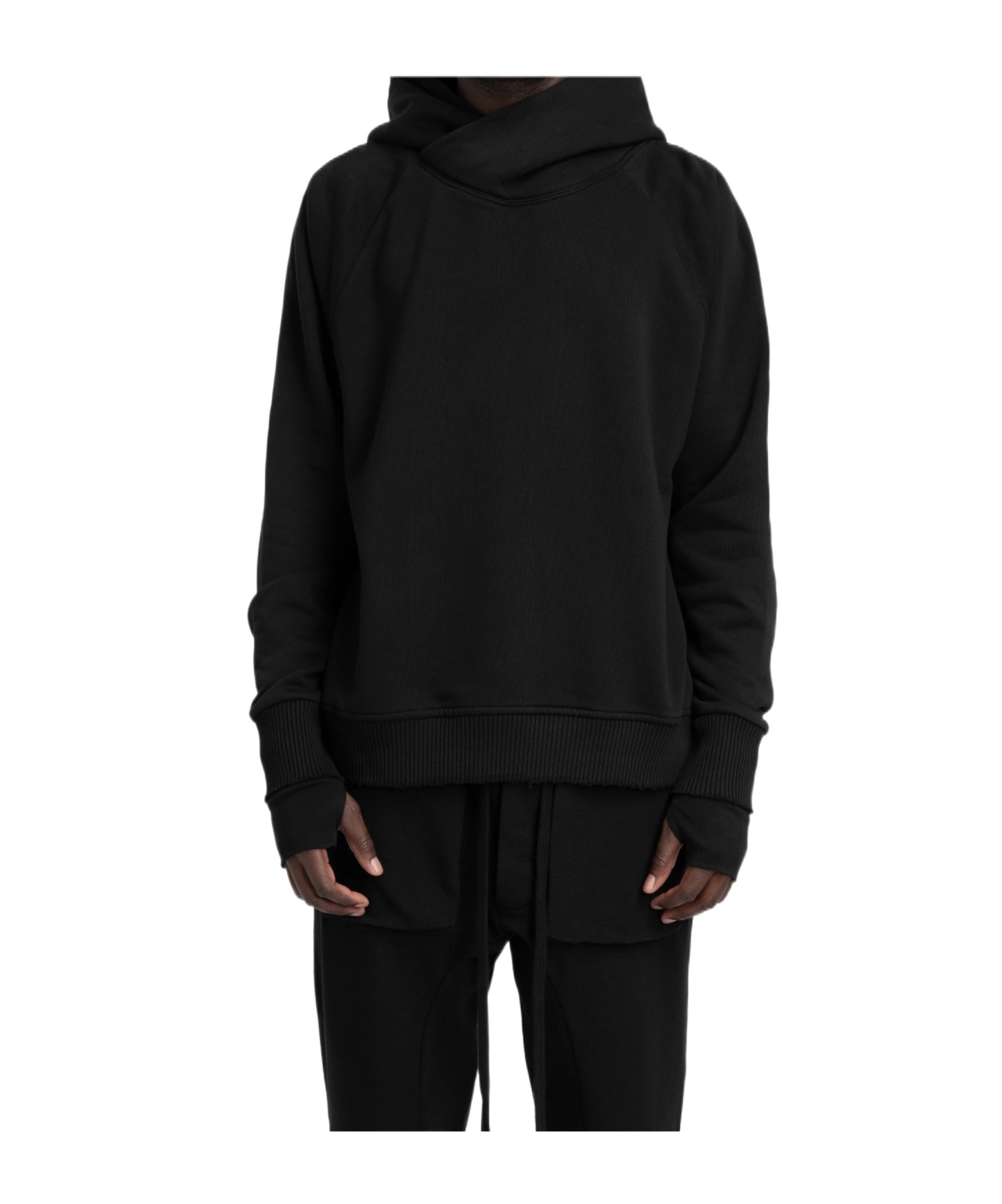 Thom Krom Cotton Jersey Wrap Hoodie In Black