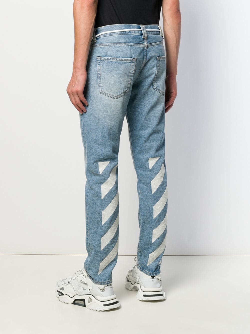 Off-white Stitched Straight Jeans In Blue