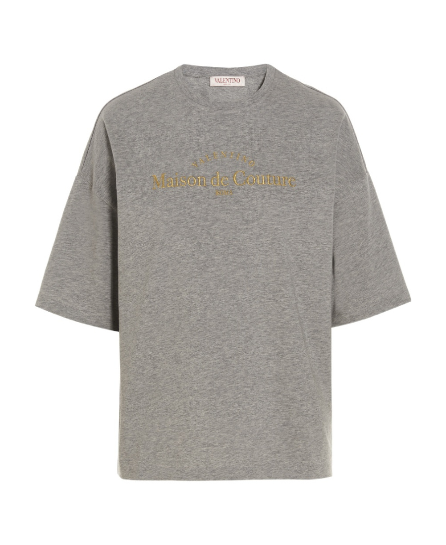 Valentino Gray Embroidered T-shirt In Gray