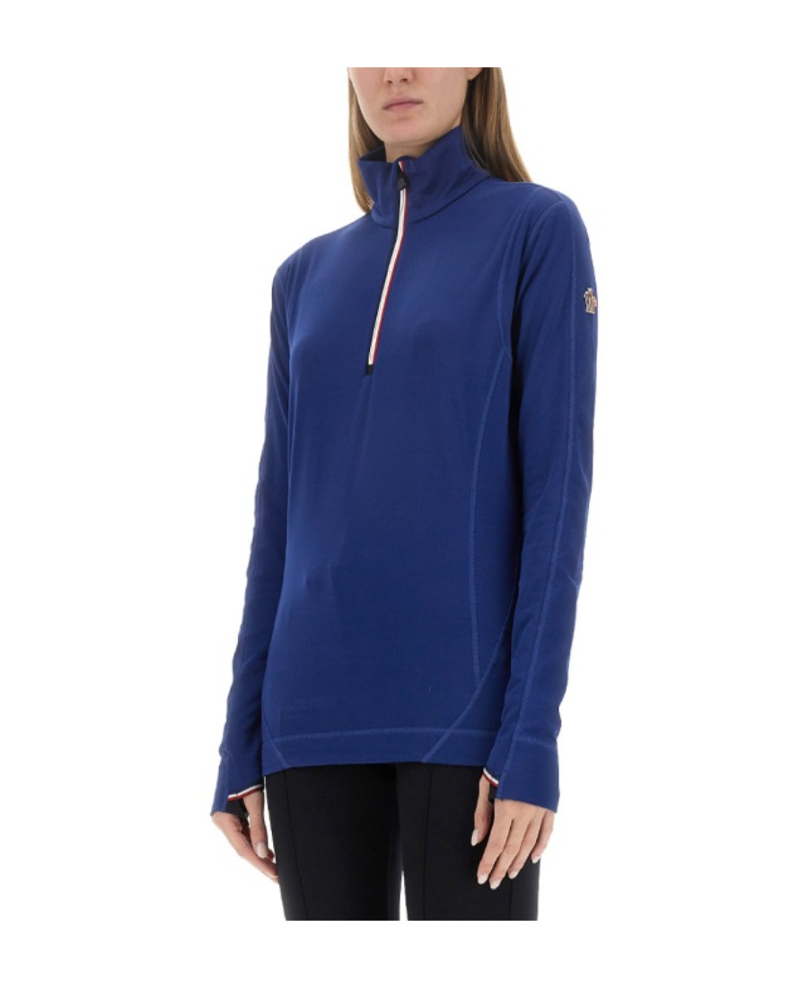 Moncler Zipper Long-sleeved Sweater In Blue