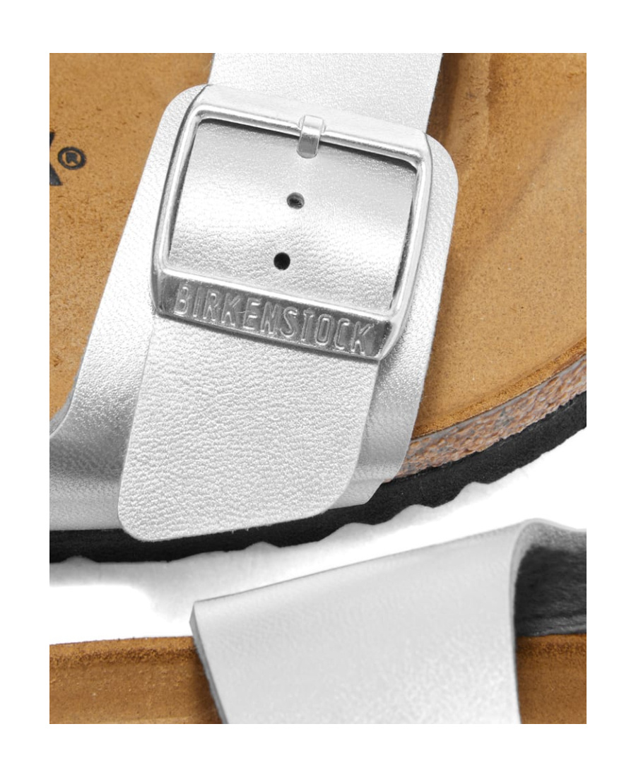 Birkenstock Glitter Double-buckle Flat Sandals In Silver