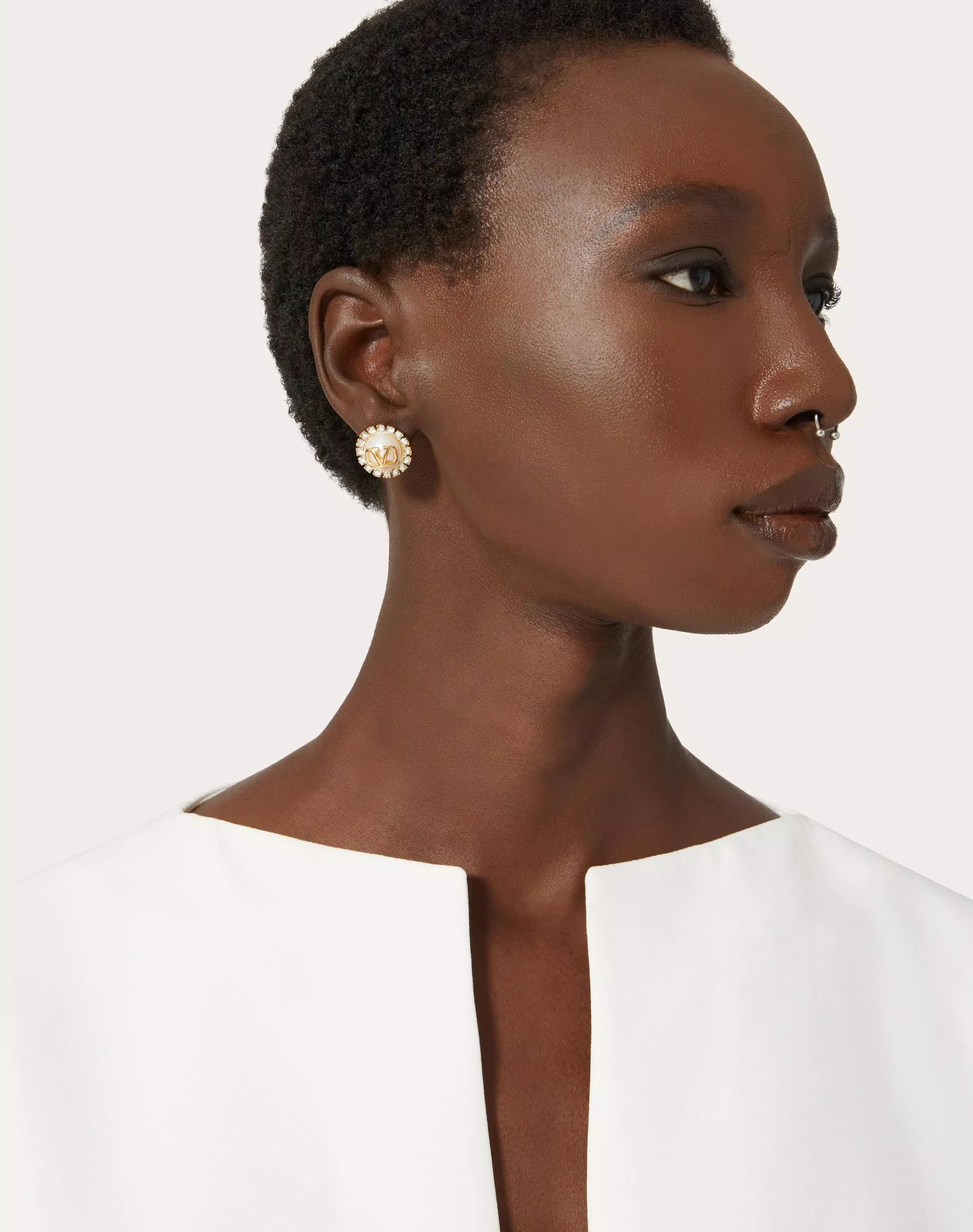 Shop Valentino Vlogo Signature Metal And Resin Earrings With Swarovski Crystals In Yellow