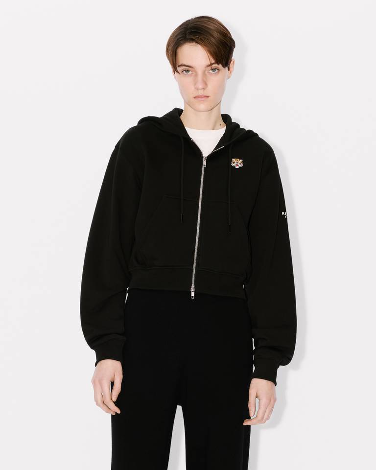 Kenzo Tiger Patch Zip-up Jacket In Black