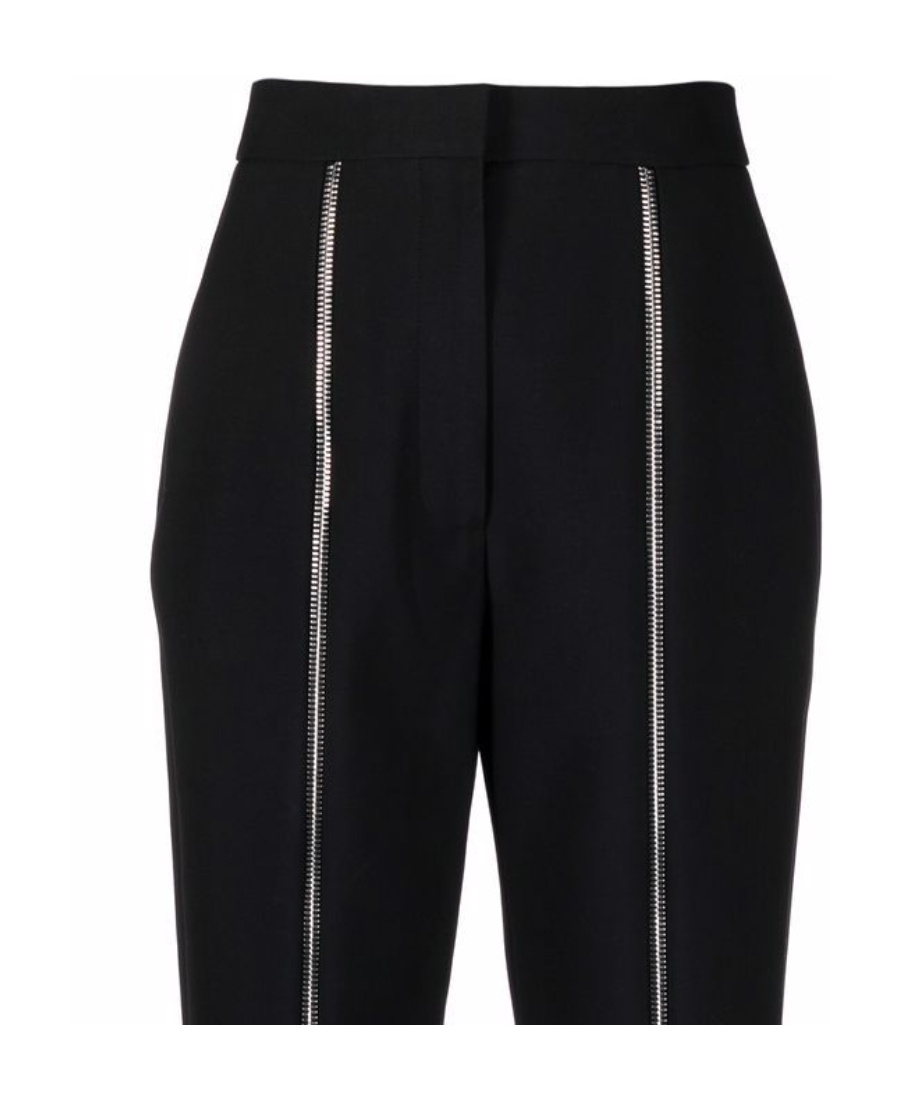 Alexander Mcqueen Decorative Zip-detail Wool Tailored Trousers In Black