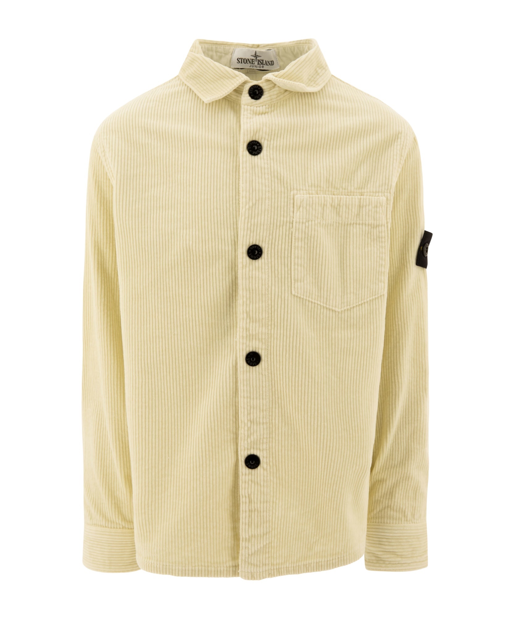 Stone Island Junior Logo Patch Corduroy Overshirt In White