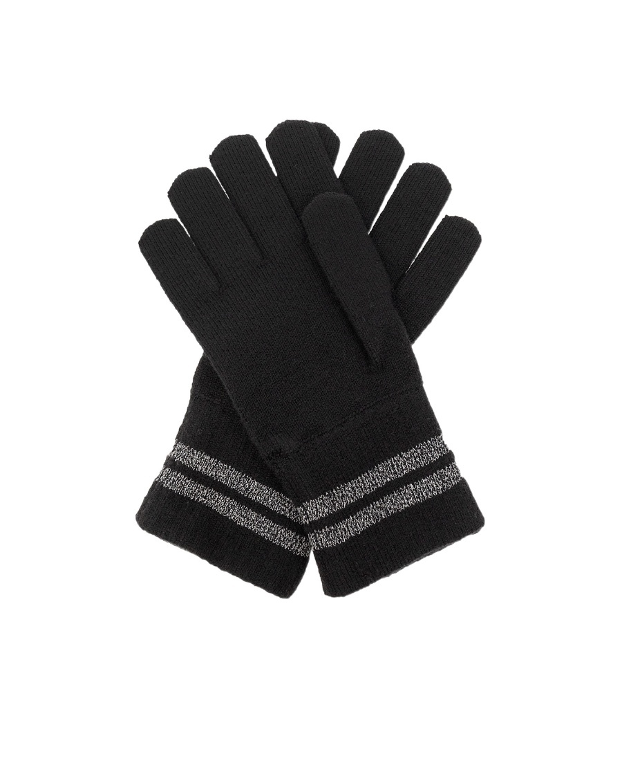 Canada Goose Metallic-stripe Merino-knit Gloves In Black