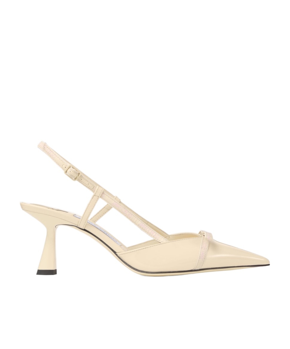 Jimmy Choo Camila Pink Slingback Pumps With Medium Heel In Leather Woman In Neutral