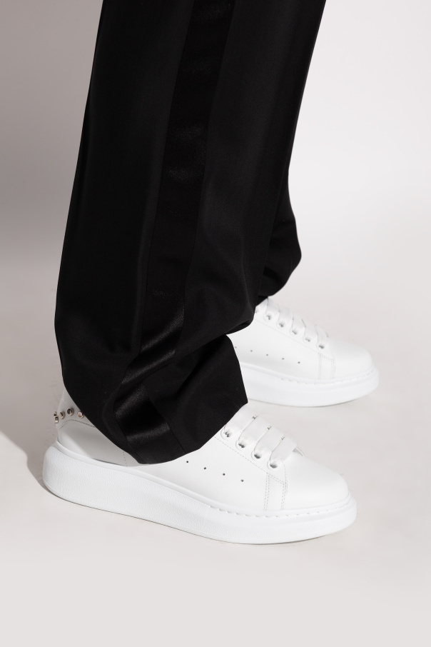 Alexander Mcqueen Leather Sneakers With Platform Sole And Stud Embellishments