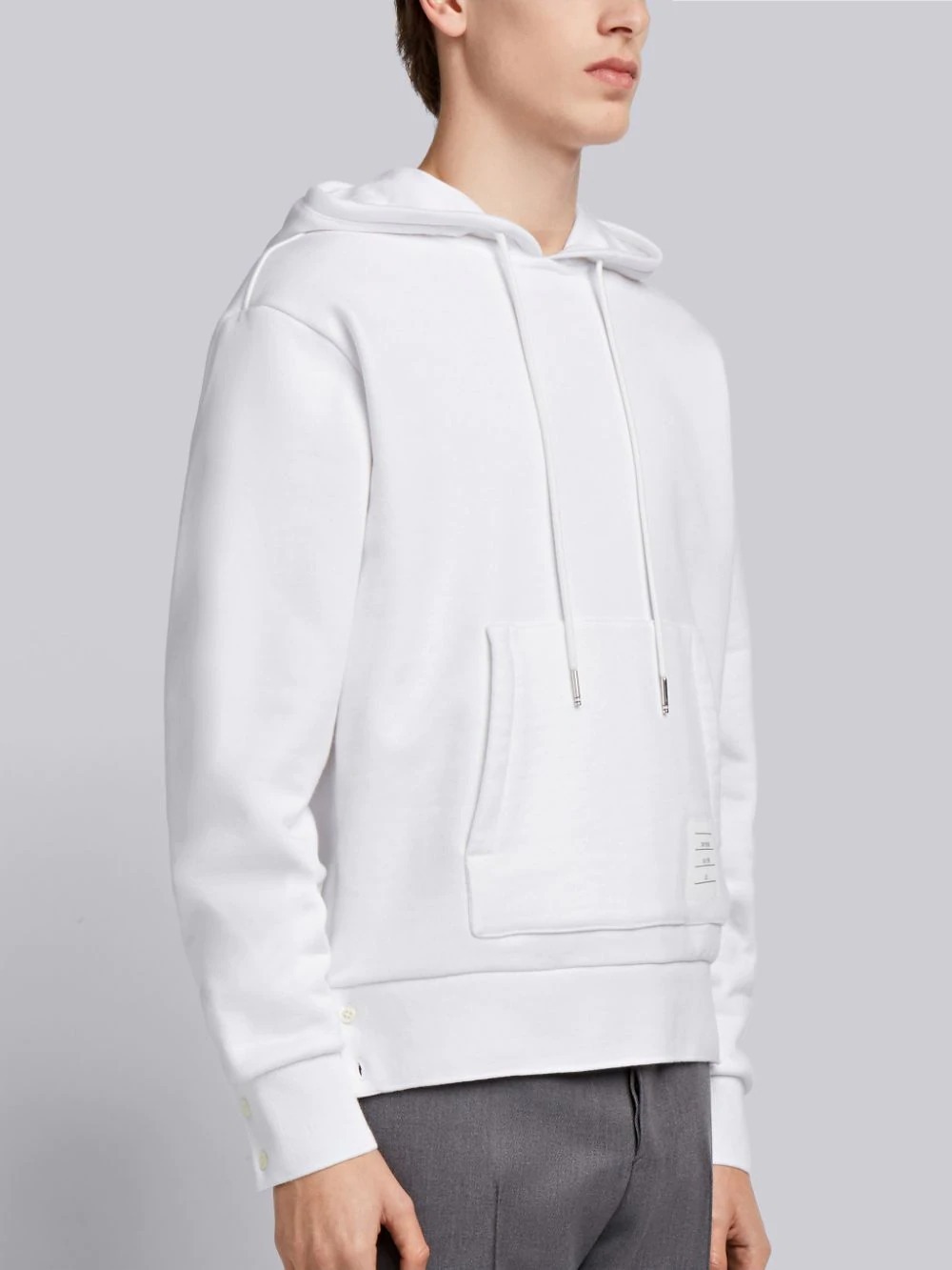 Thom Browne Center-back Stripe Jersey Hoodie In White