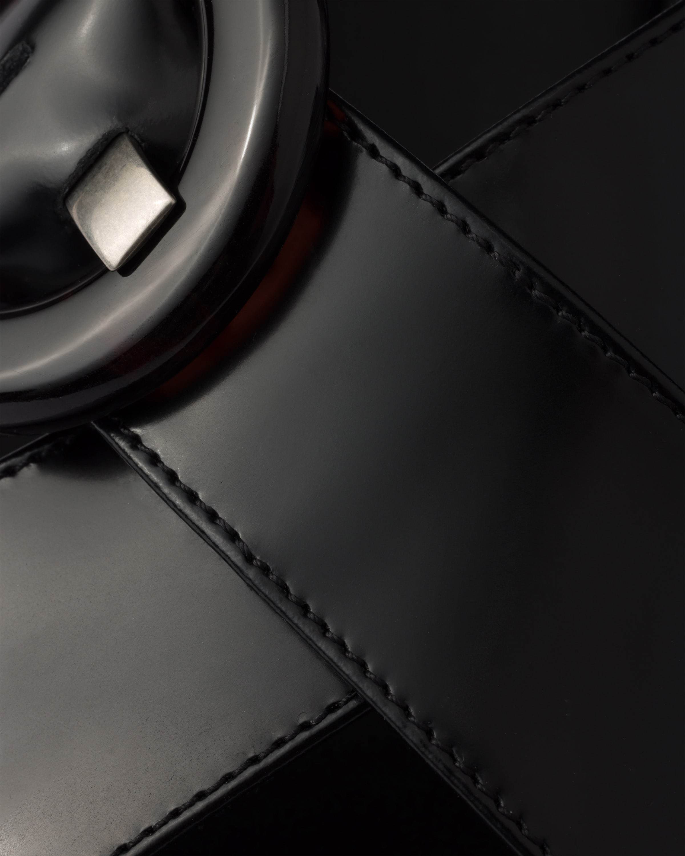 Prada Women's Brushed Leather Sandals With A Burnt Color Buckle In Black