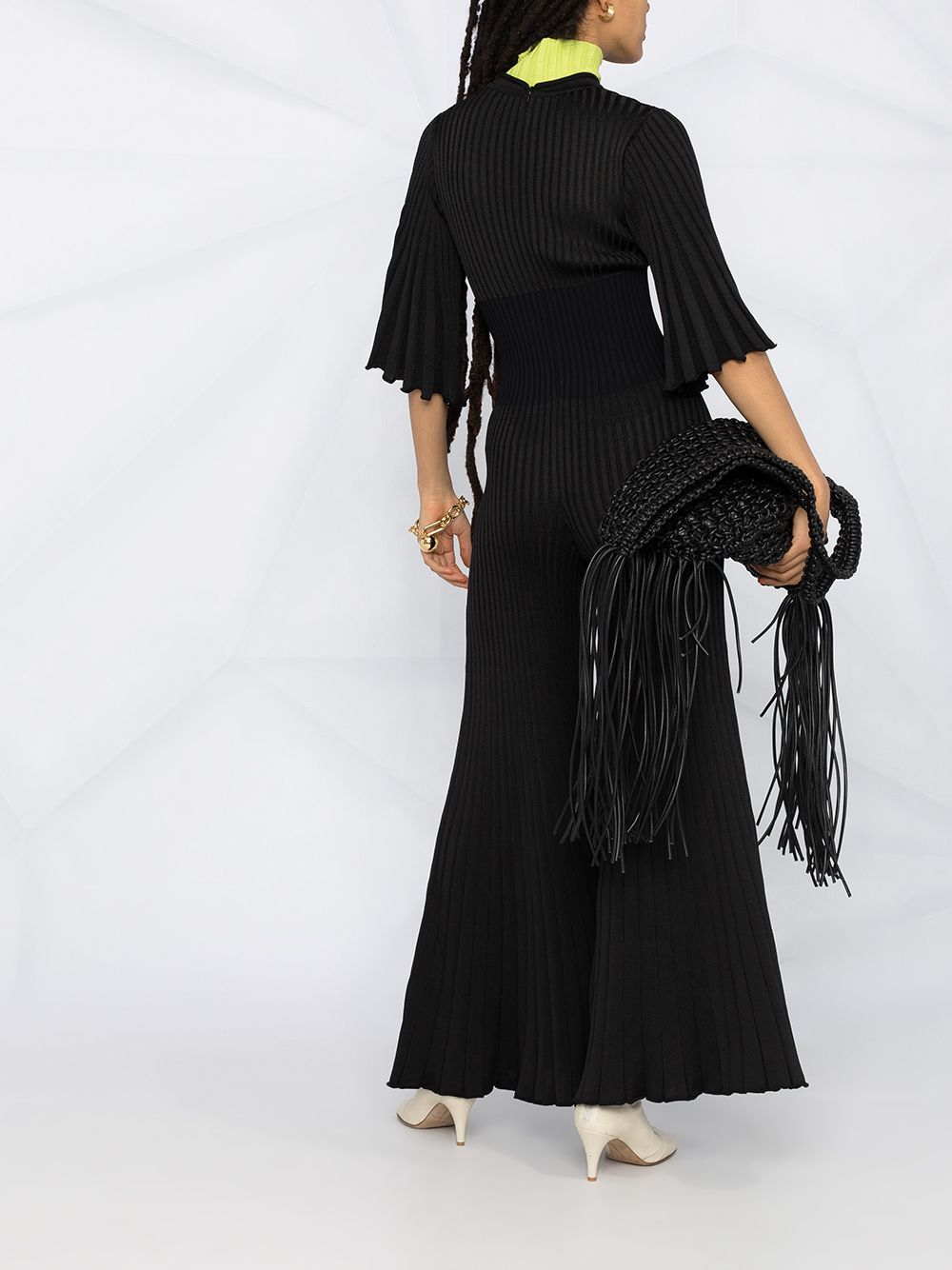 Bottega Veneta Ruffled Pleated Jumpsuit In Black