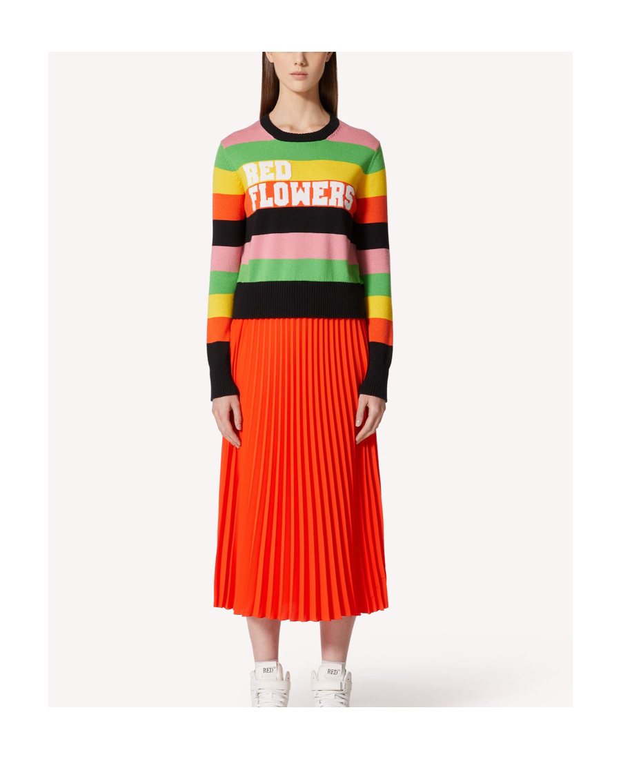 Shop Red Valentino Intarsia-knit Logo Jumper In Multicolor