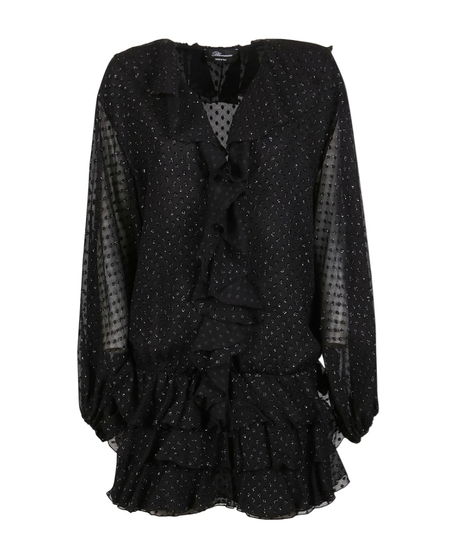 Blumarine Fil Coupé Ruffled Minidress In Black