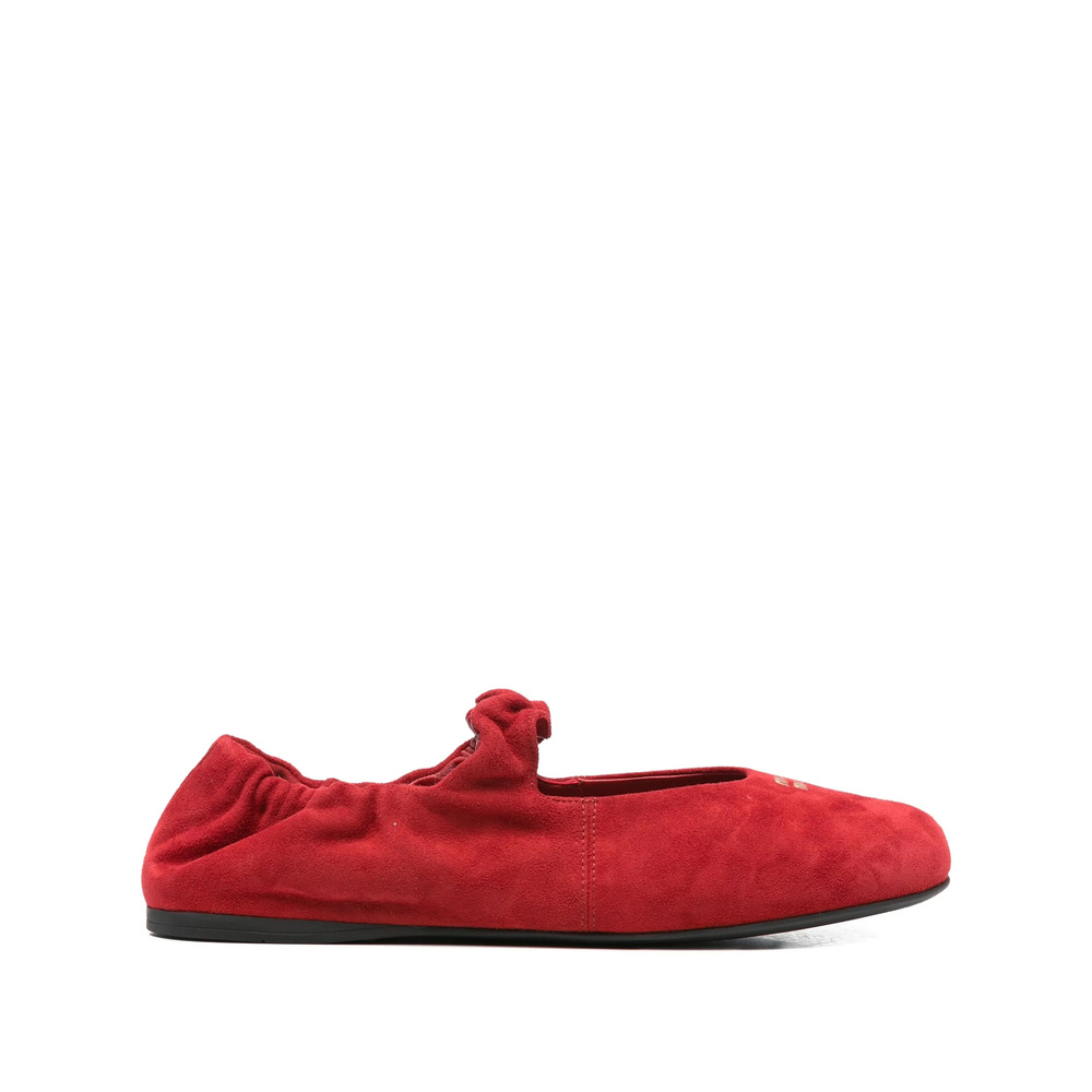 Miu Miu Round Toe Ballet Shoes In Red