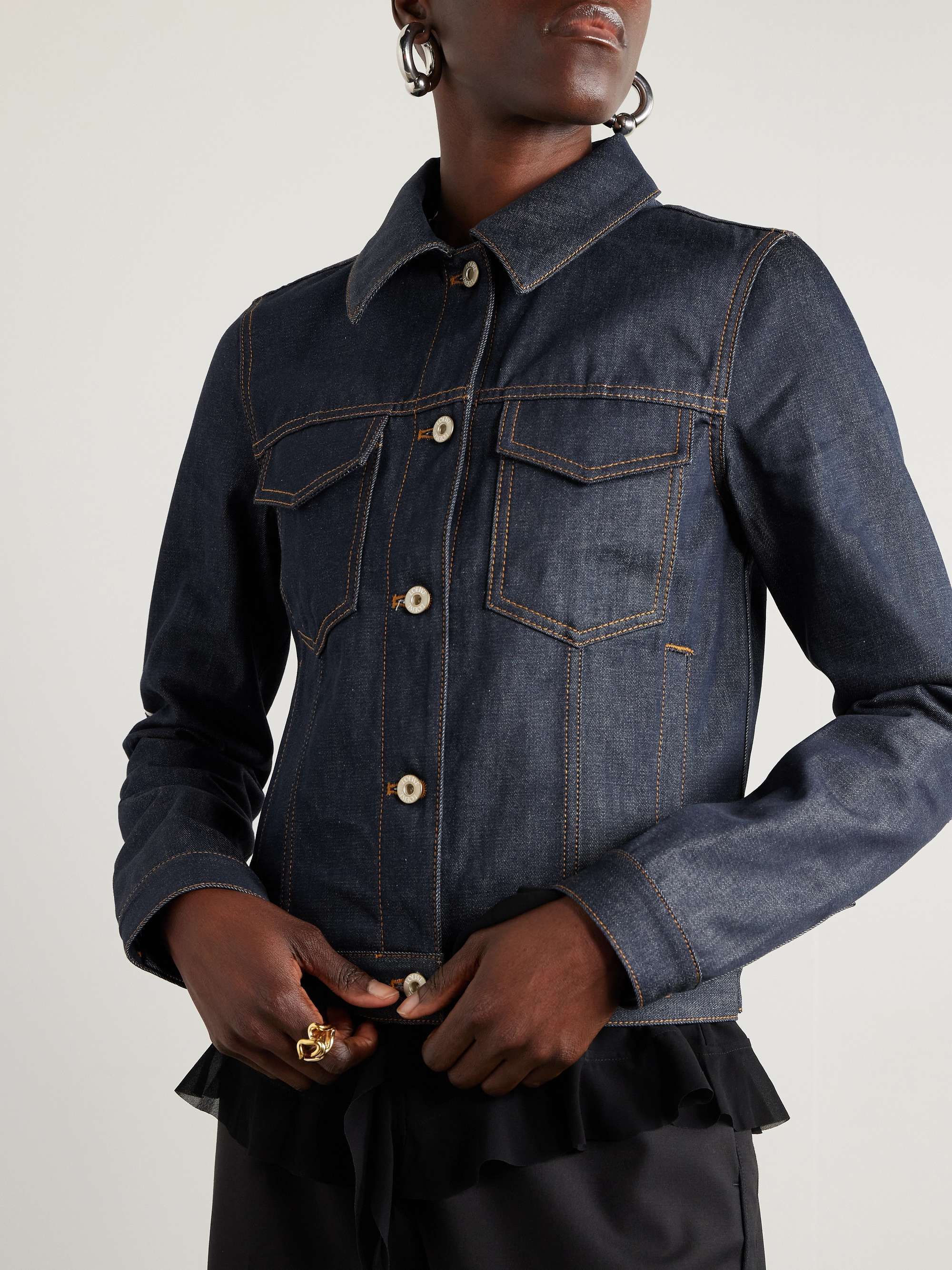 Loewe Long-sleeved Denim Jacket In Black