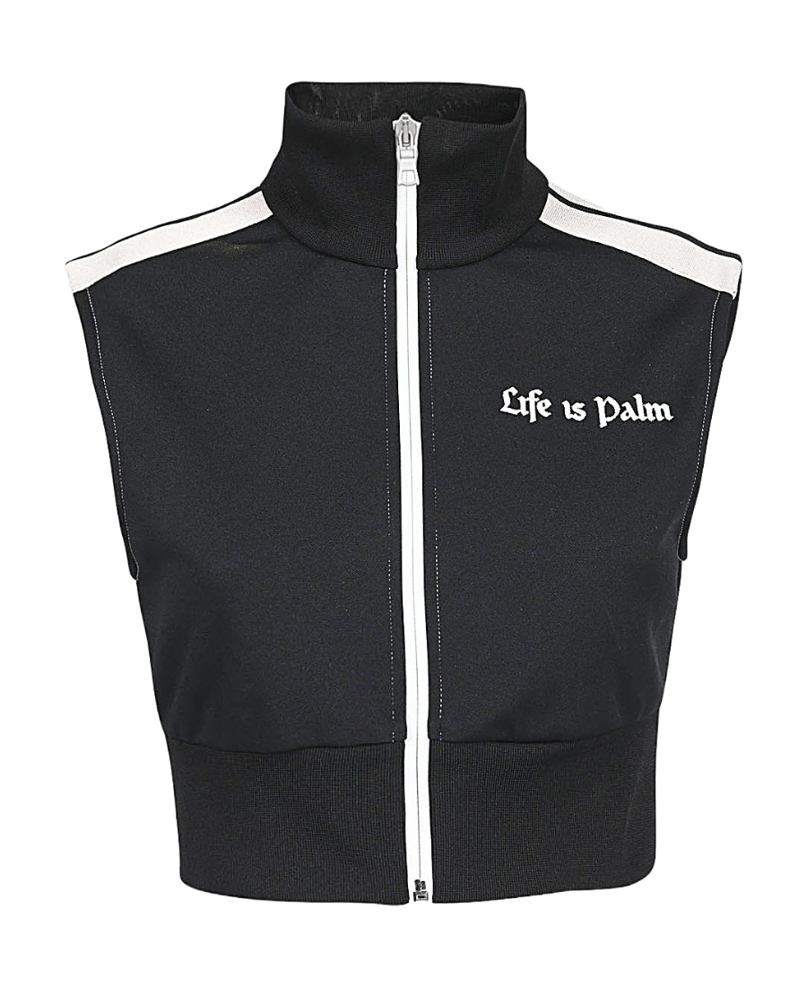 Palm Angels Logo-print Cropped Gilet In Black