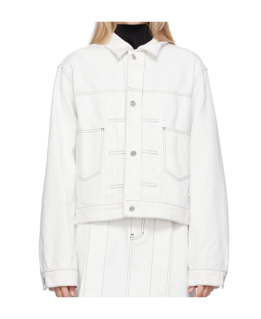 WE11 DONE PLEATED LAPEL DENIM JACKET