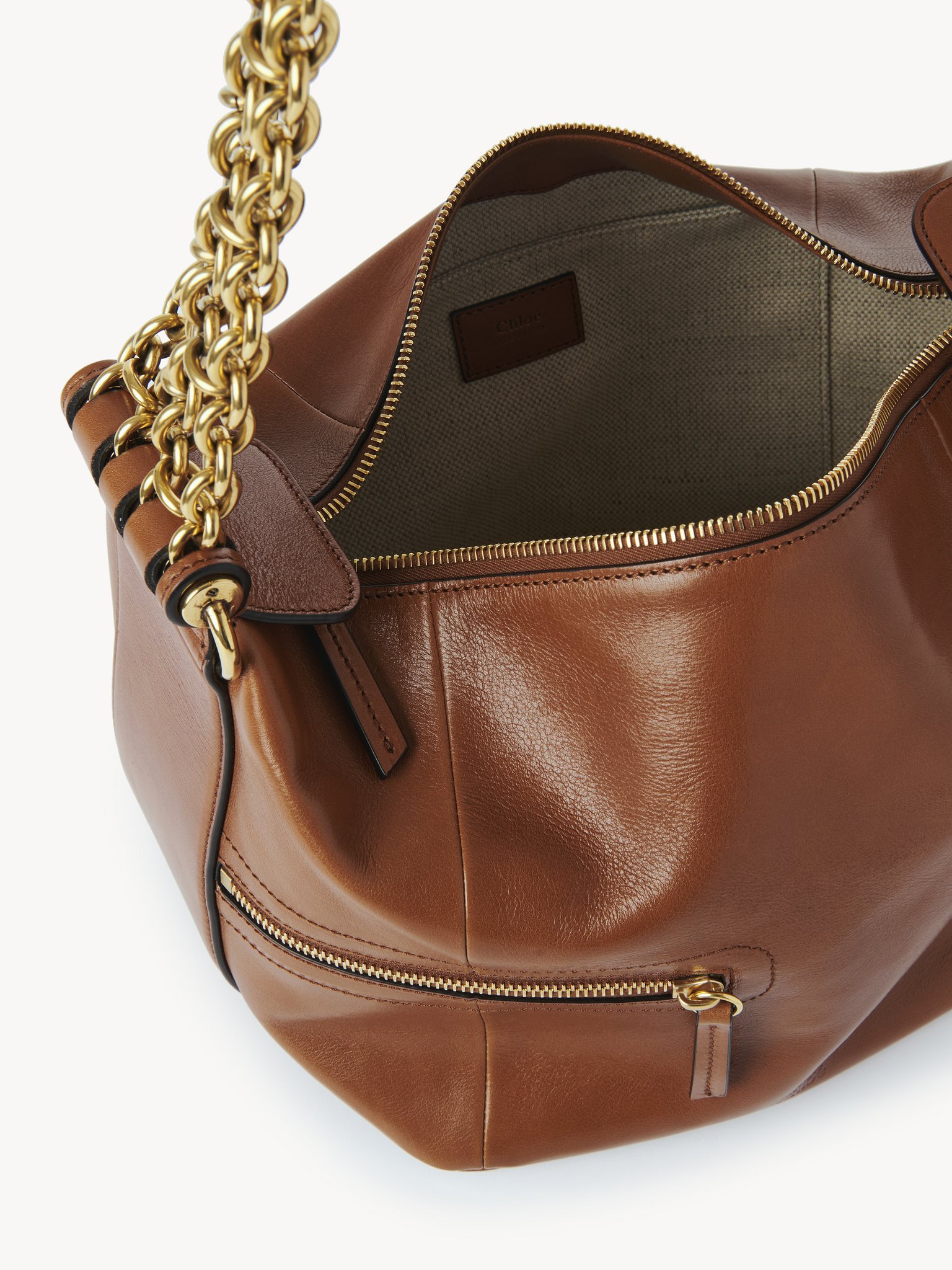 Chloé Camera Chain Leather Shoulder Bag In Brown