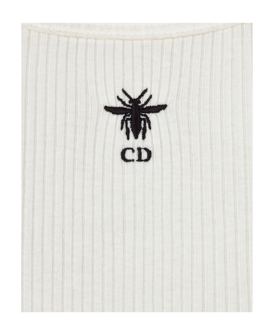 Dior Ribbed White Cotton Jersey Tank Top In White