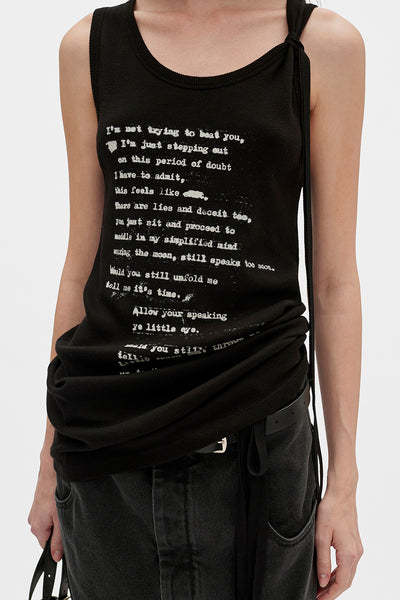 Ann Demeulemeester Seva Script Tank Top In Black