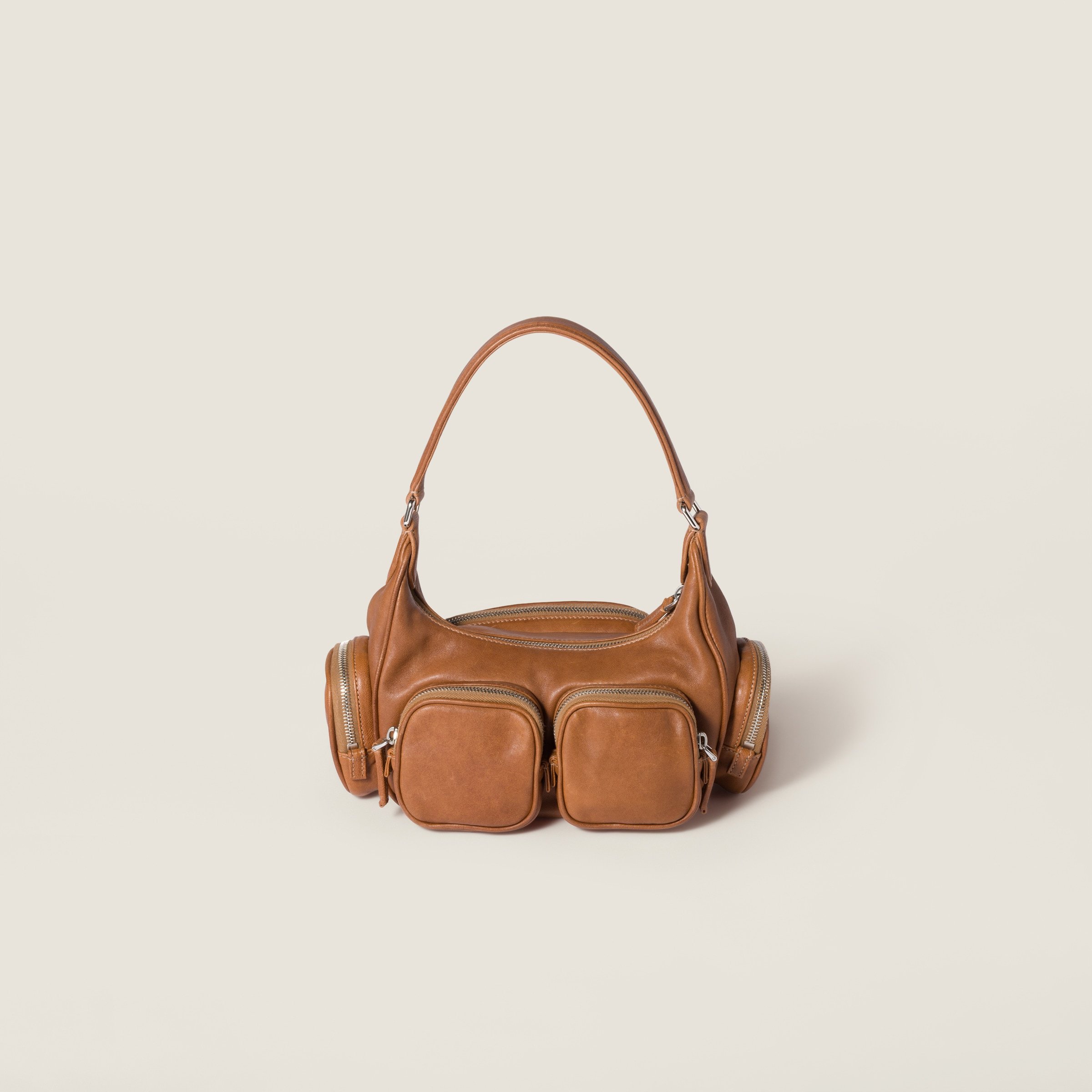 Miu Miu Pocket Nappa Leather Bag In Brown