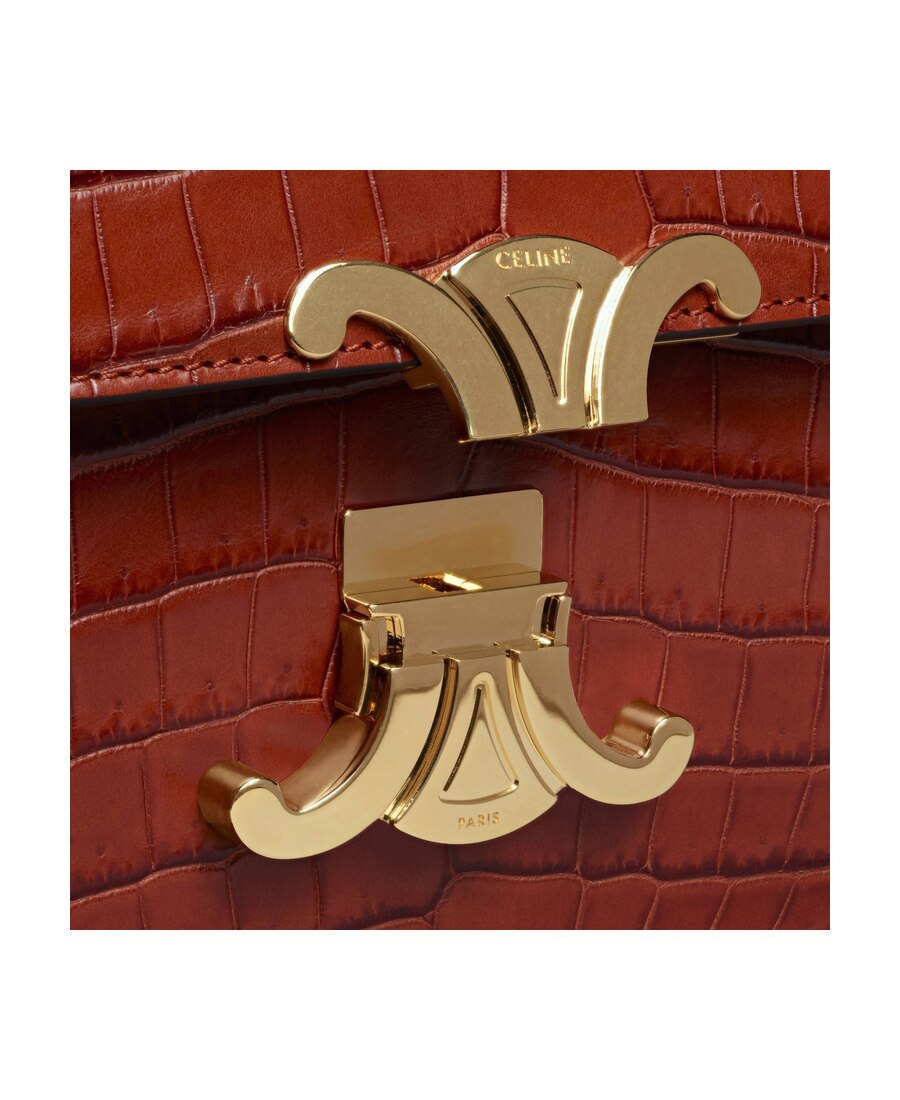 Celine Medium Triomphe Bag In Crocodile In Tan