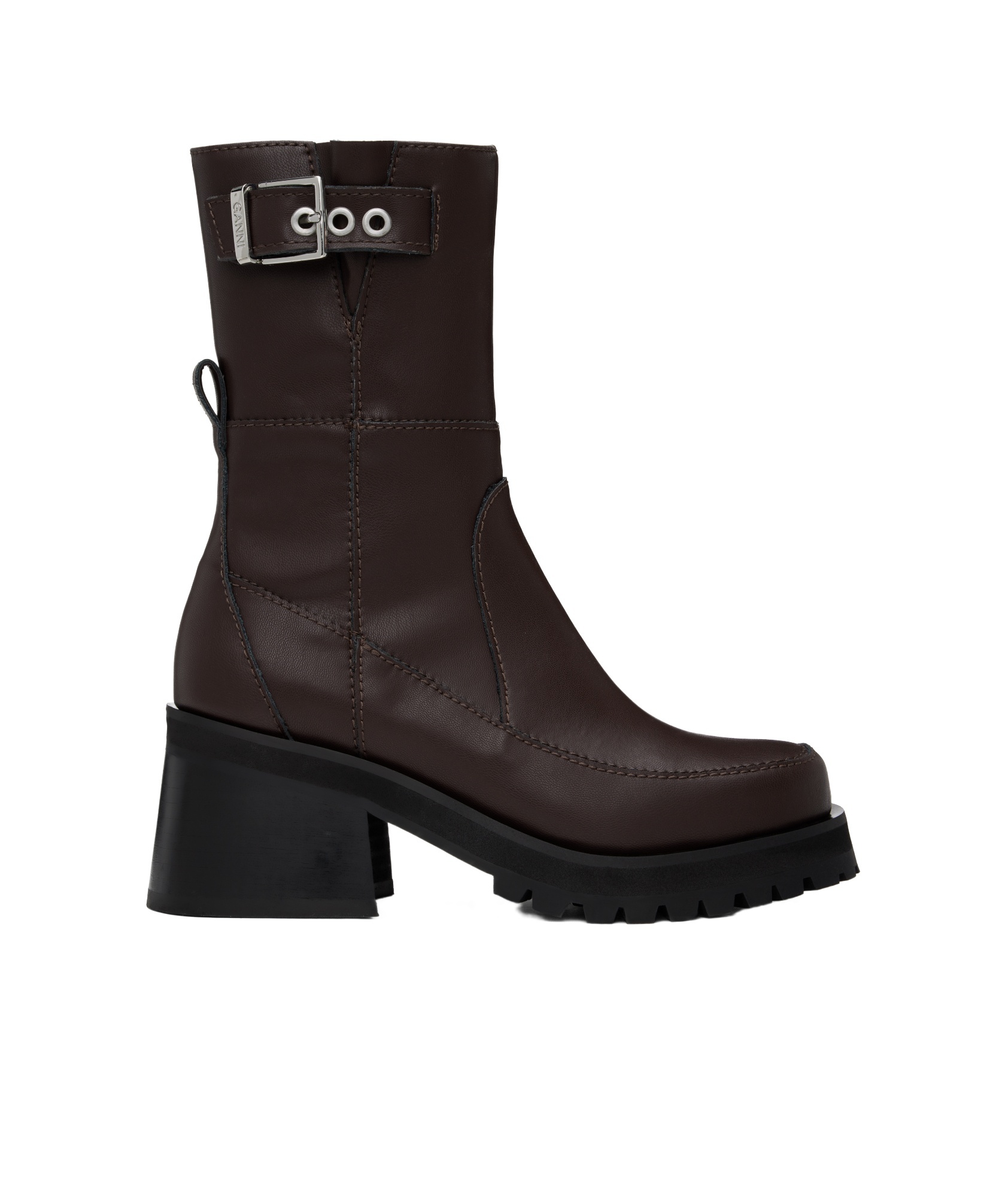 Ganni 70mm Zip-up Boots In Black