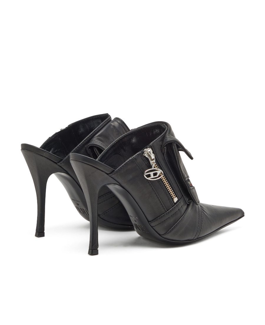 Diesel D-venus Pocket 100mm Leather Mules In Brown