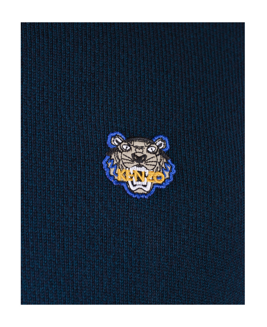 Kenzo Navy Blue Knitted Cardigan In Black