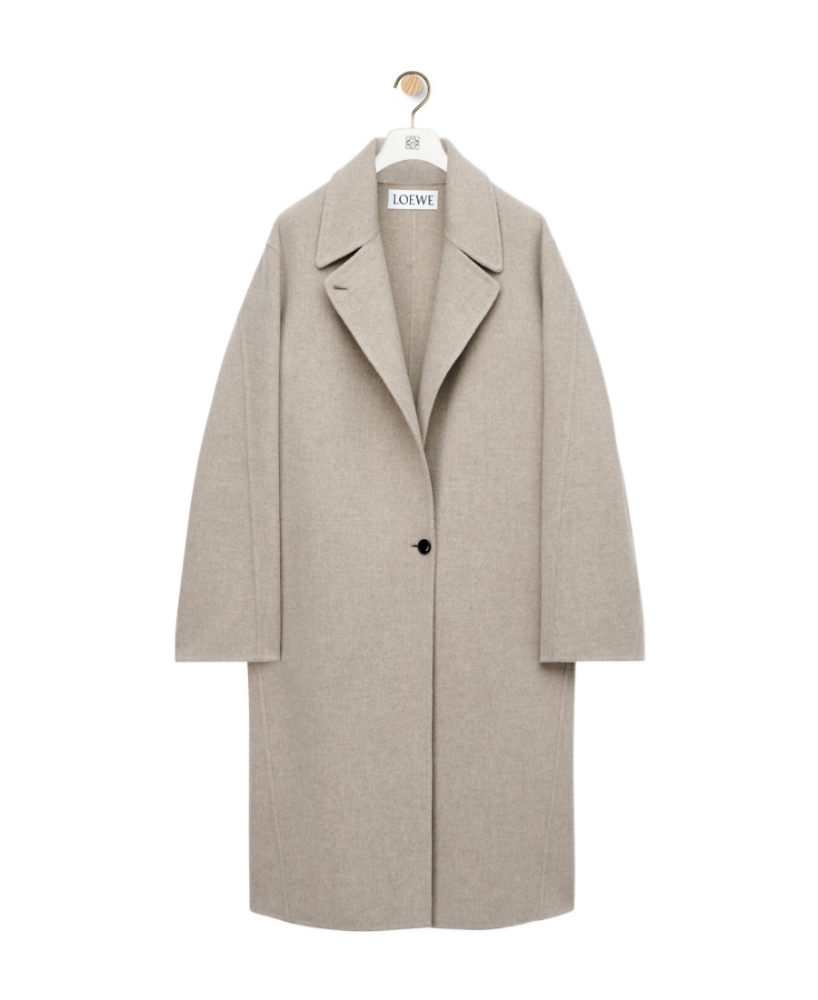 Loewe Wool And Cashmere Blended Coat In Nude