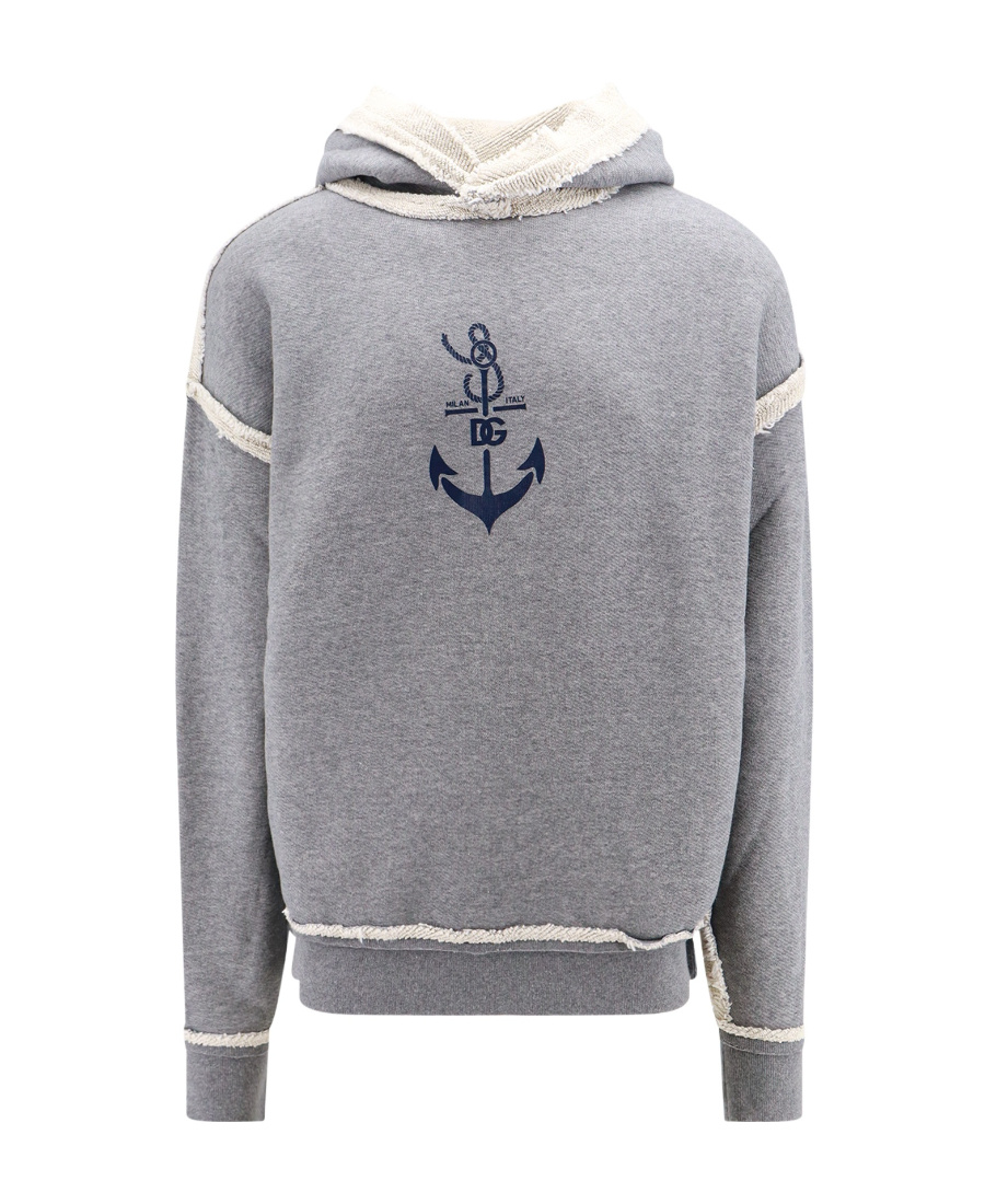 Dolce & Gabbana Logo-print Contrasting-trim Hoodie In Gray
